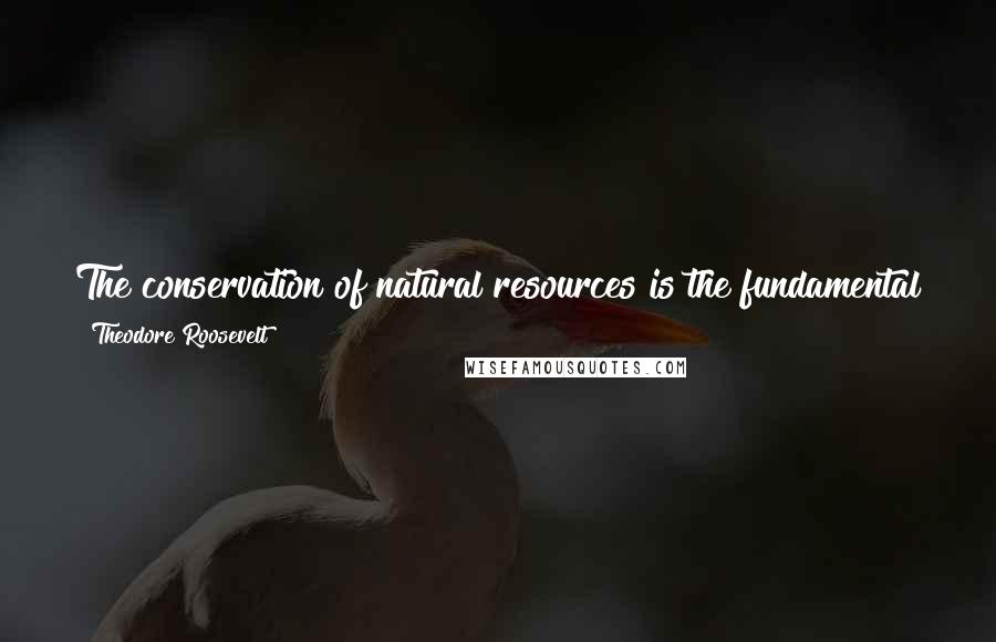 Theodore Roosevelt Quotes: The conservation of natural resources is the fundamental problem. Unless we solve that problem it will avail us little to solve all others