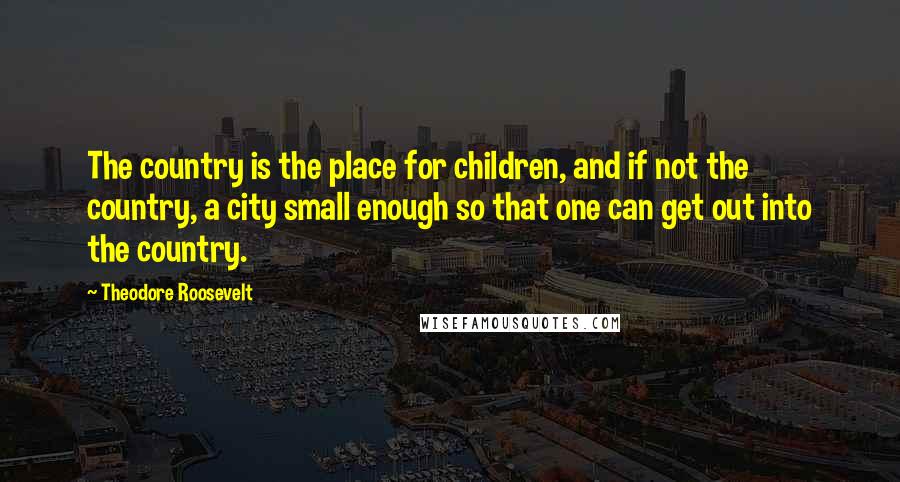 Theodore Roosevelt Quotes: The country is the place for children, and if not the country, a city small enough so that one can get out into the country.