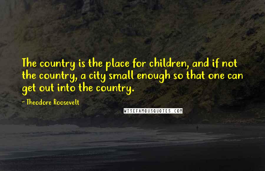 Theodore Roosevelt Quotes: The country is the place for children, and if not the country, a city small enough so that one can get out into the country.