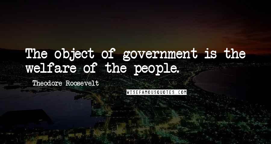 Theodore Roosevelt Quotes: The object of government is the welfare of the people.