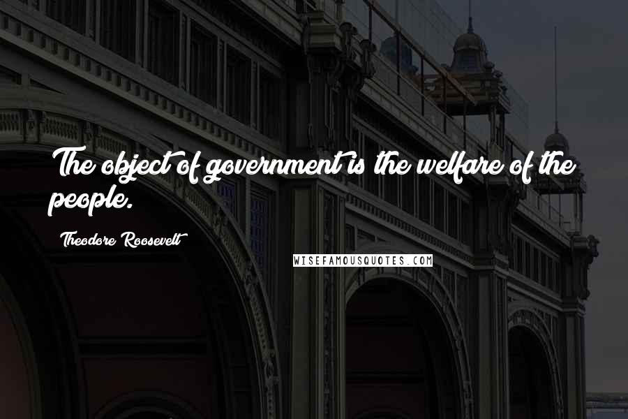 Theodore Roosevelt Quotes: The object of government is the welfare of the people.