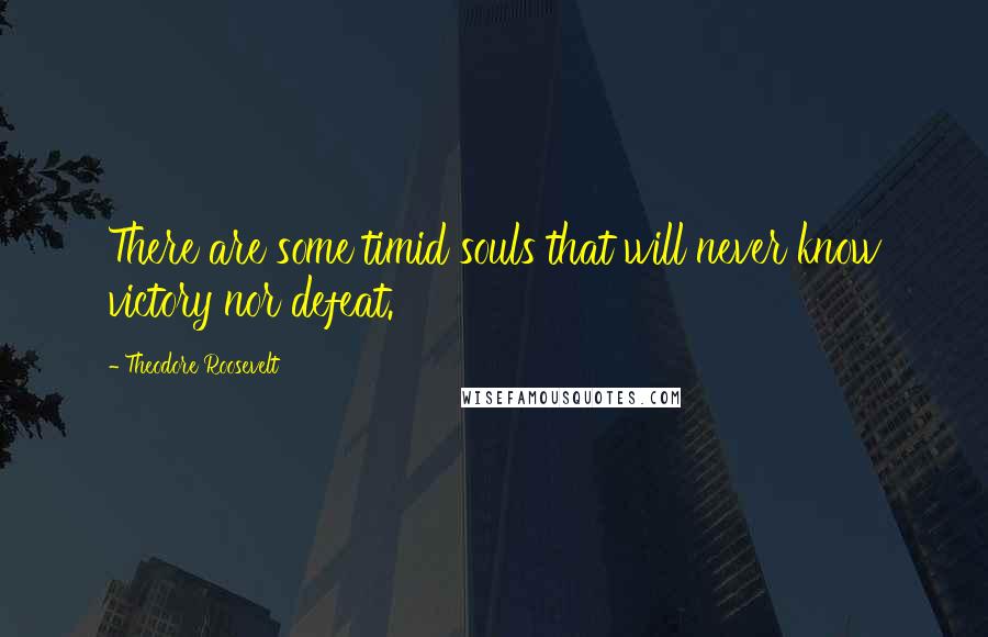 Theodore Roosevelt Quotes: There are some timid souls that will never know victory nor defeat.