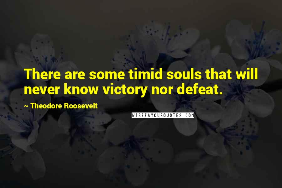 Theodore Roosevelt Quotes: There are some timid souls that will never know victory nor defeat.