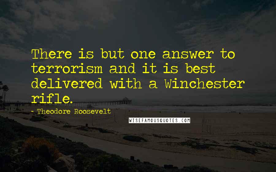 Theodore Roosevelt Quotes: There is but one answer to terrorism and it is best delivered with a Winchester rifle.