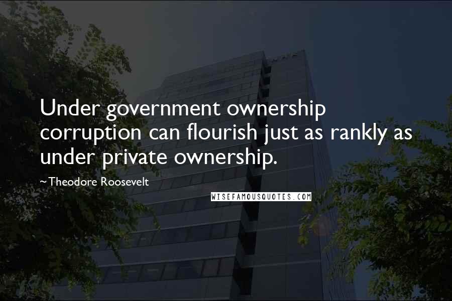 Theodore Roosevelt Quotes: Under government ownership corruption can flourish just as rankly as under private ownership.