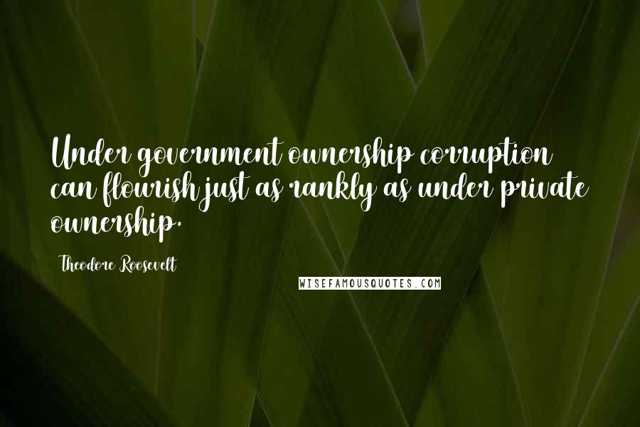 Theodore Roosevelt Quotes: Under government ownership corruption can flourish just as rankly as under private ownership.