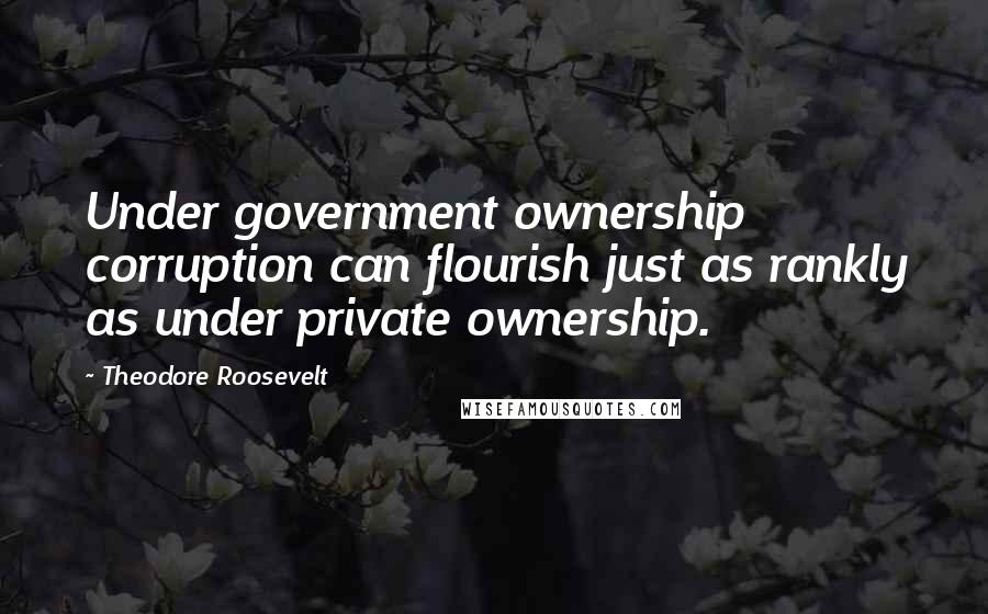Theodore Roosevelt Quotes: Under government ownership corruption can flourish just as rankly as under private ownership.