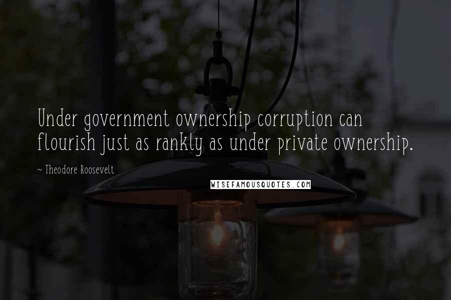 Theodore Roosevelt Quotes: Under government ownership corruption can flourish just as rankly as under private ownership.