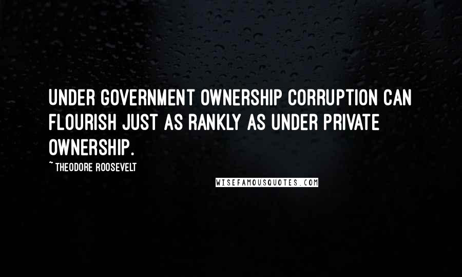 Theodore Roosevelt Quotes: Under government ownership corruption can flourish just as rankly as under private ownership.