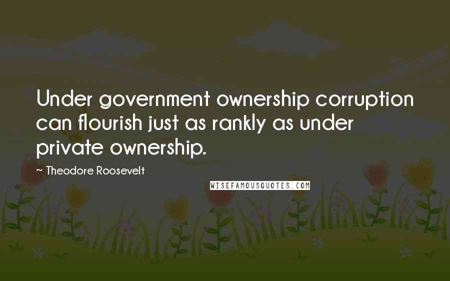 Theodore Roosevelt Quotes: Under government ownership corruption can flourish just as rankly as under private ownership.