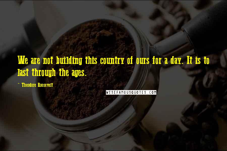 Theodore Roosevelt Quotes: We are not building this country of ours for a day. It is to last through the ages.
