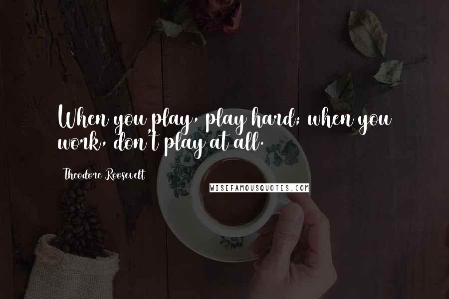 Theodore Roosevelt Quotes: When you play, play hard; when you work, don't play at all.