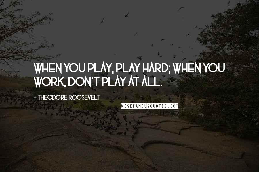 Theodore Roosevelt Quotes: When you play, play hard; when you work, don't play at all.