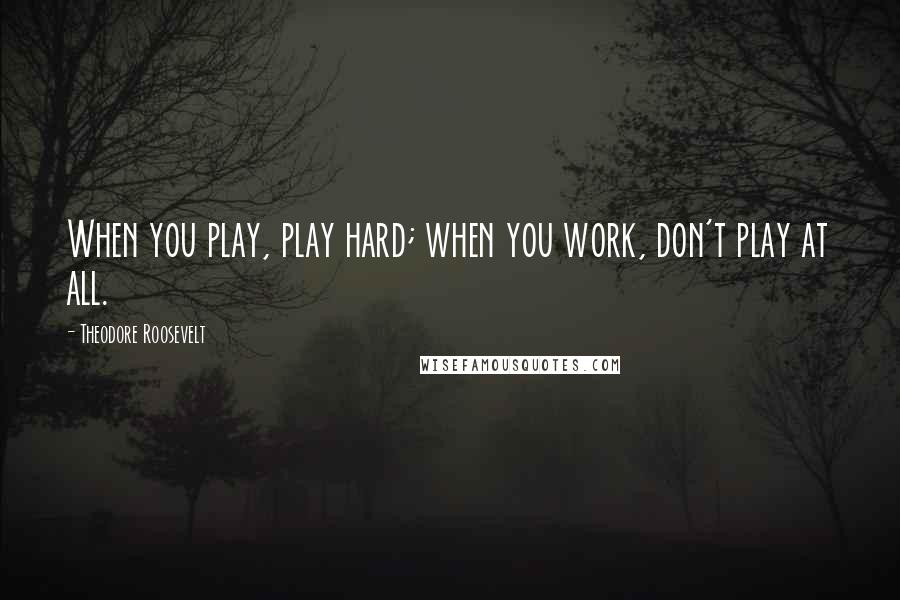 Theodore Roosevelt Quotes: When you play, play hard; when you work, don't play at all.