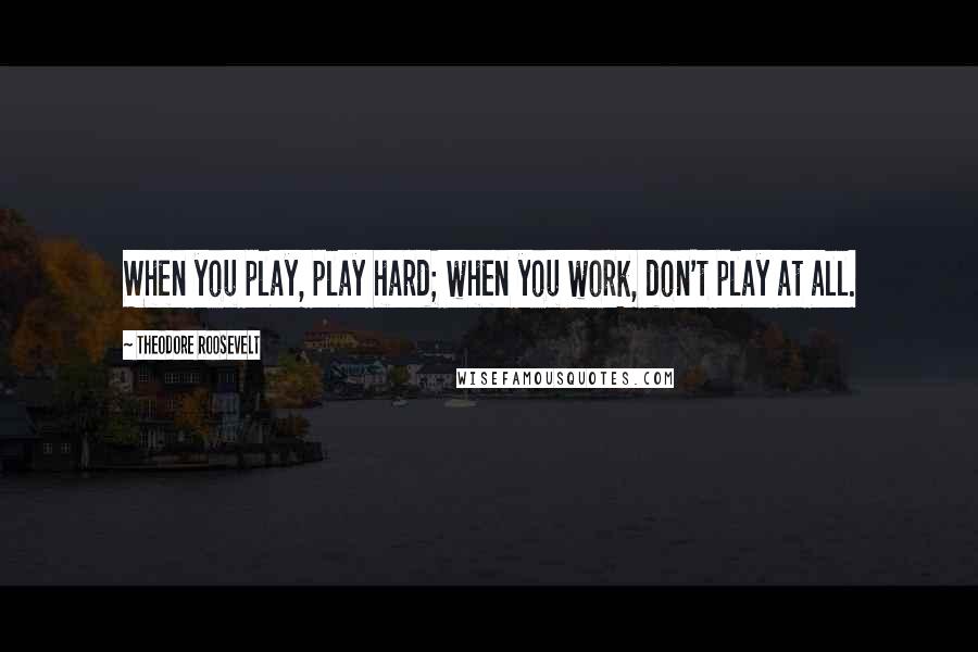Theodore Roosevelt Quotes: When you play, play hard; when you work, don't play at all.