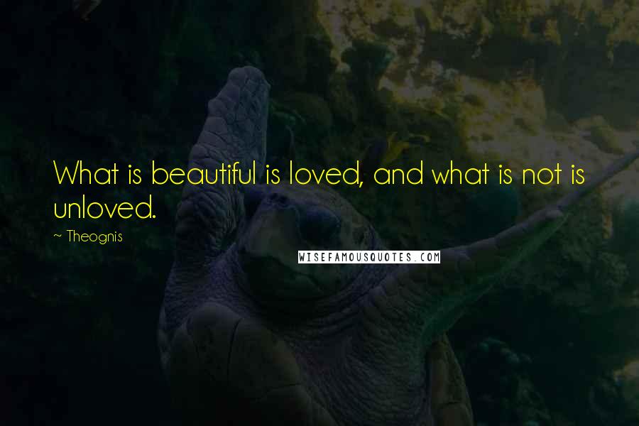 Theognis Quotes: What is beautiful is loved, and what is not is unloved.