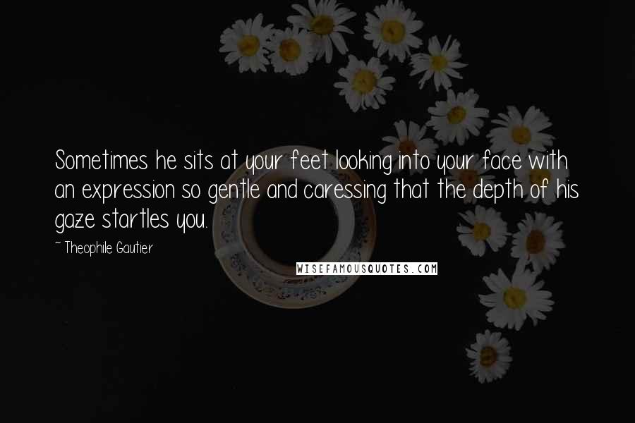 Theophile Gautier Quotes: Sometimes he sits at your feet looking into your face with an expression so gentle and caressing that the depth of his gaze startles you.