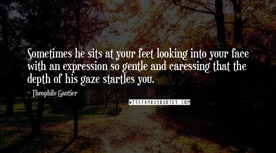 Theophile Gautier Quotes: Sometimes he sits at your feet looking into your face with an expression so gentle and caressing that the depth of his gaze startles you.