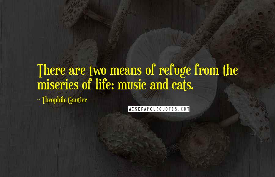 Theophile Gautier Quotes: There are two means of refuge from the miseries of life: music and cats.