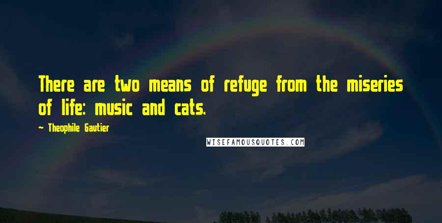 Theophile Gautier Quotes: There are two means of refuge from the miseries of life: music and cats.