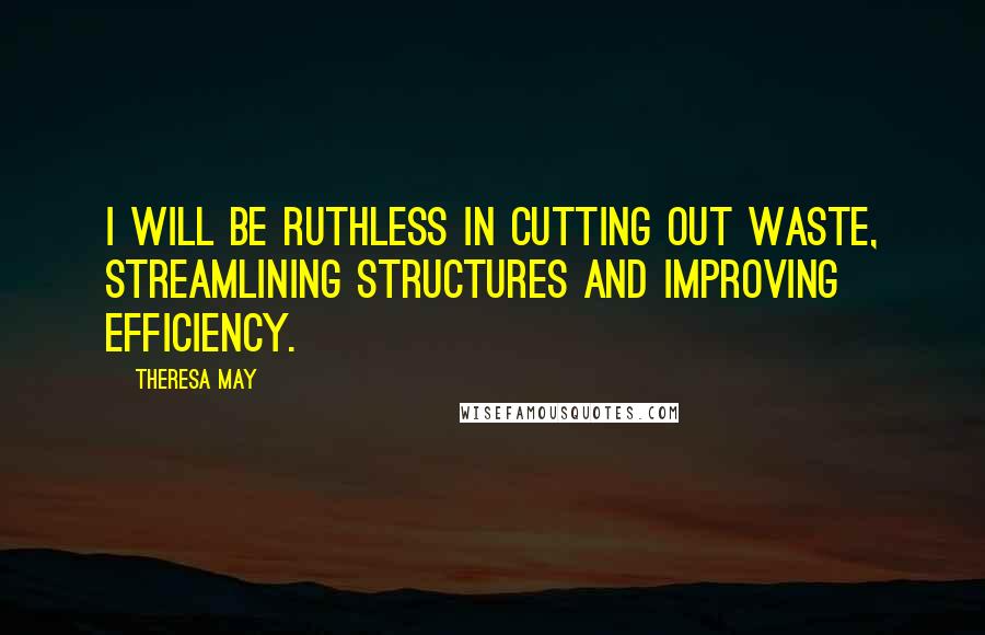 Theresa May Quotes: I will be ruthless in cutting out waste, streamlining structures and improving efficiency.