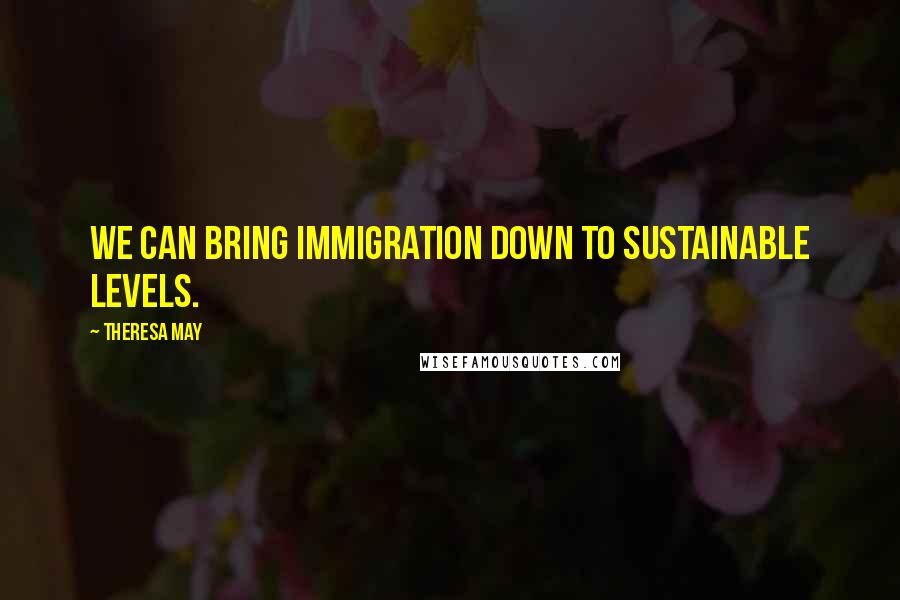 Theresa May Quotes: We can bring immigration down to sustainable levels.