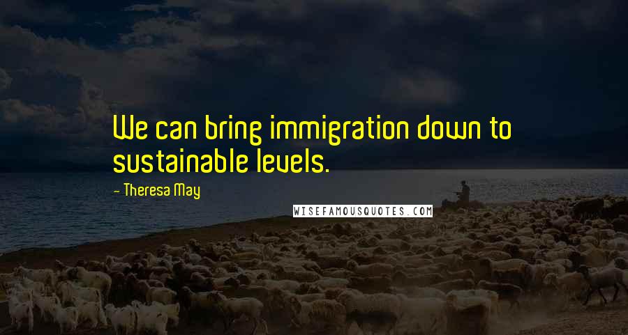 Theresa May Quotes: We can bring immigration down to sustainable levels.