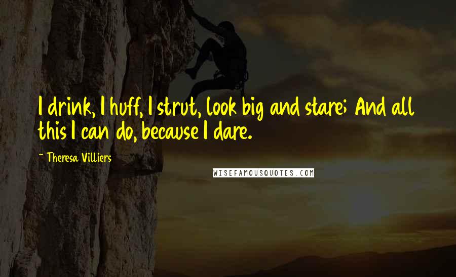 Theresa Villiers Quotes: I drink, I huff, I strut, look big and stare; And all this I can do, because I dare.