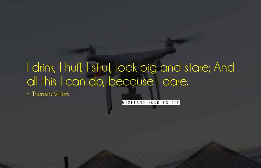 Theresa Villiers Quotes: I drink, I huff, I strut, look big and stare; And all this I can do, because I dare.