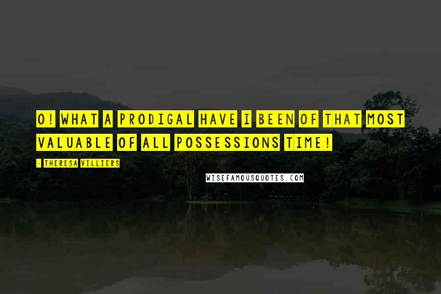 Theresa Villiers Quotes: O! what a prodigal have I been of that most valuable of all possessions Time!