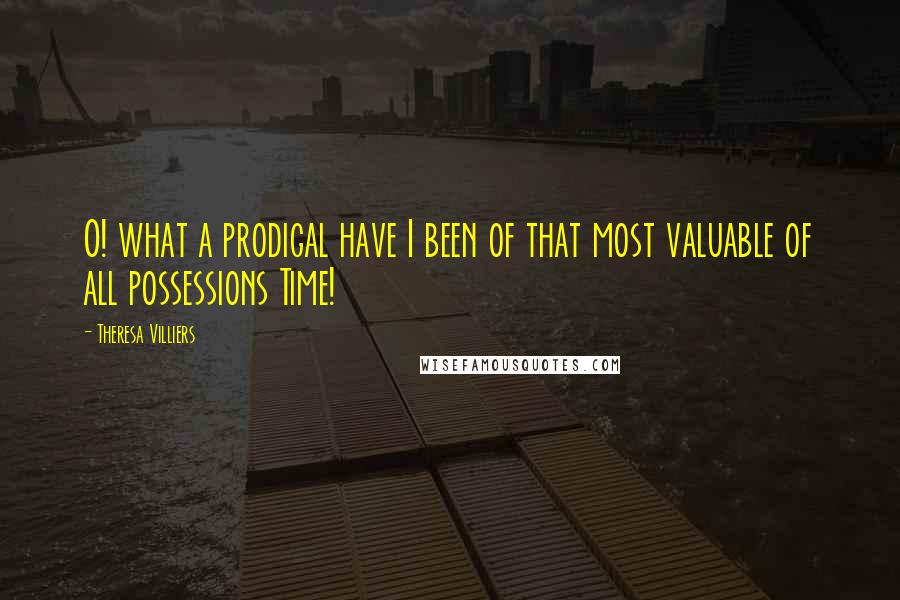 Theresa Villiers Quotes: O! what a prodigal have I been of that most valuable of all possessions Time!