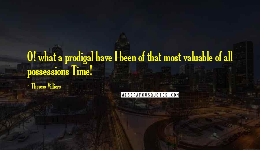 Theresa Villiers Quotes: O! what a prodigal have I been of that most valuable of all possessions Time!