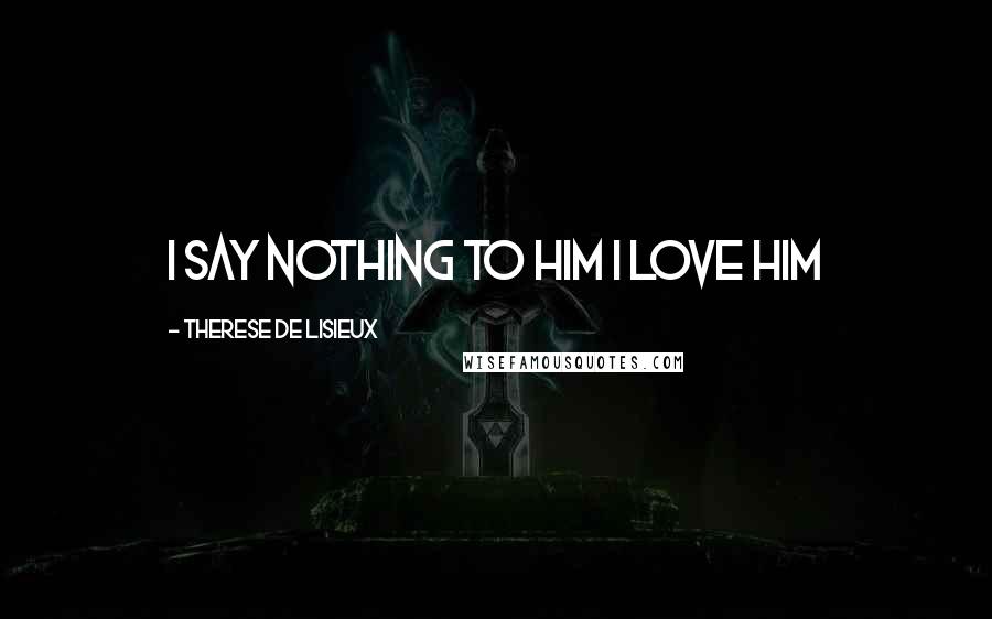 Therese De Lisieux Quotes: I say nothing to him I love him