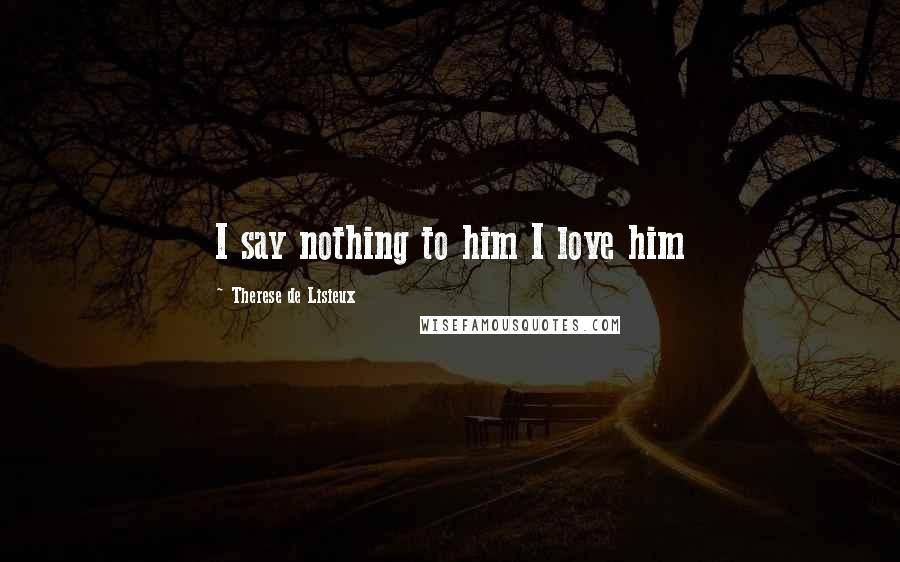 Therese De Lisieux Quotes: I say nothing to him I love him