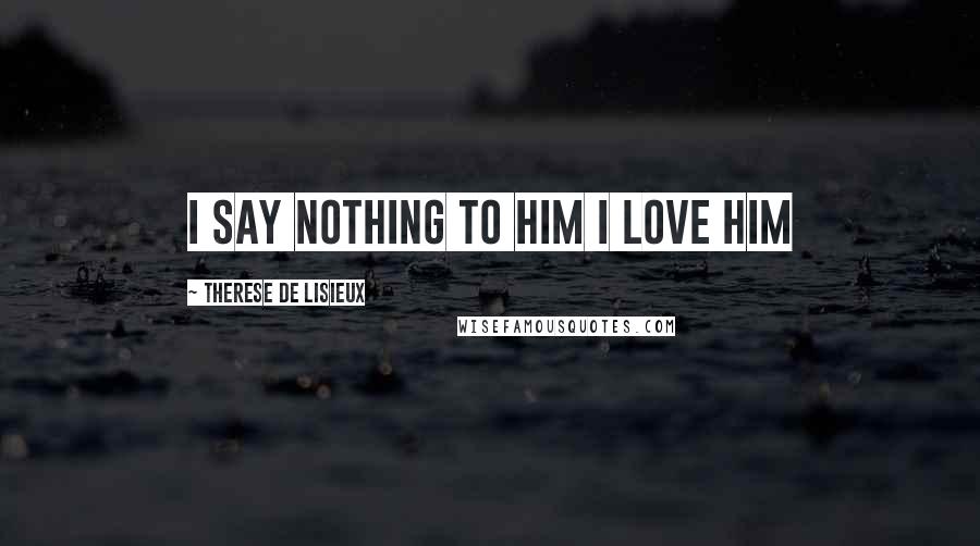 Therese De Lisieux Quotes: I say nothing to him I love him