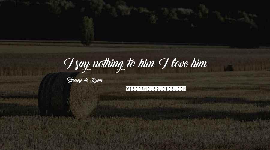 Therese De Lisieux Quotes: I say nothing to him I love him