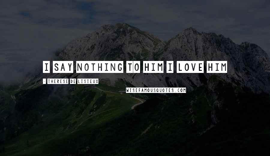 Therese De Lisieux Quotes: I say nothing to him I love him