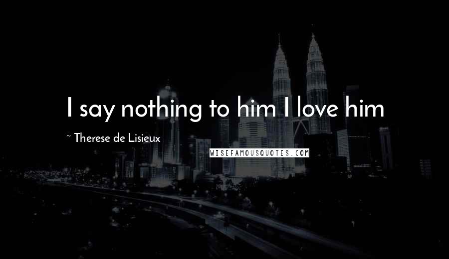 Therese De Lisieux Quotes: I say nothing to him I love him