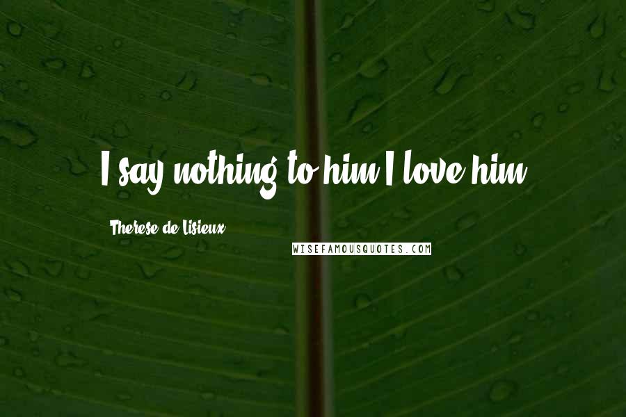 Therese De Lisieux Quotes: I say nothing to him I love him