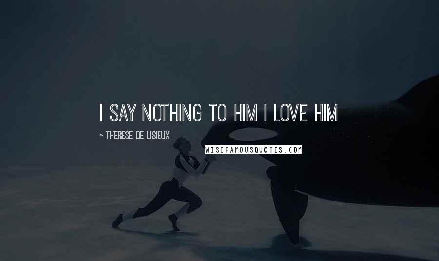 Therese De Lisieux Quotes: I say nothing to him I love him