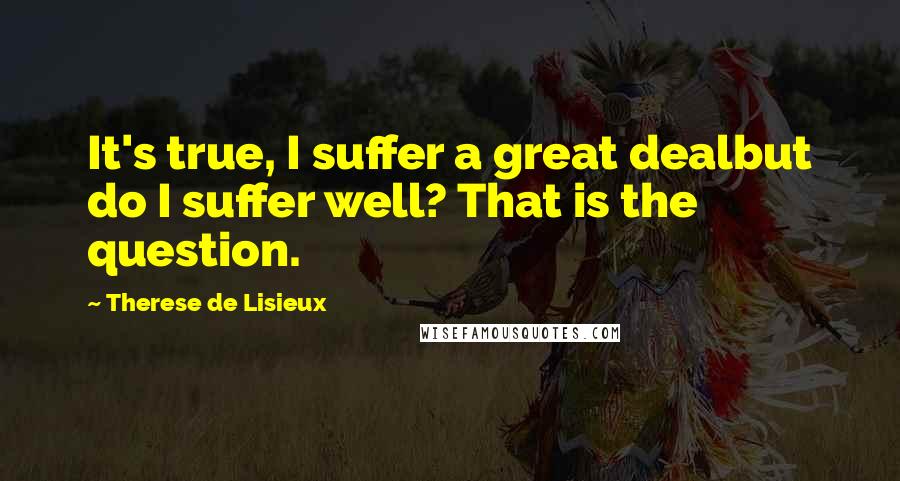 Therese De Lisieux Quotes: It's true, I suffer a great dealbut do I suffer well? That is the question.