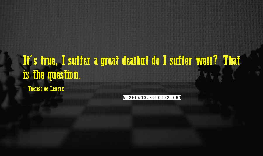 Therese De Lisieux Quotes: It's true, I suffer a great dealbut do I suffer well? That is the question.