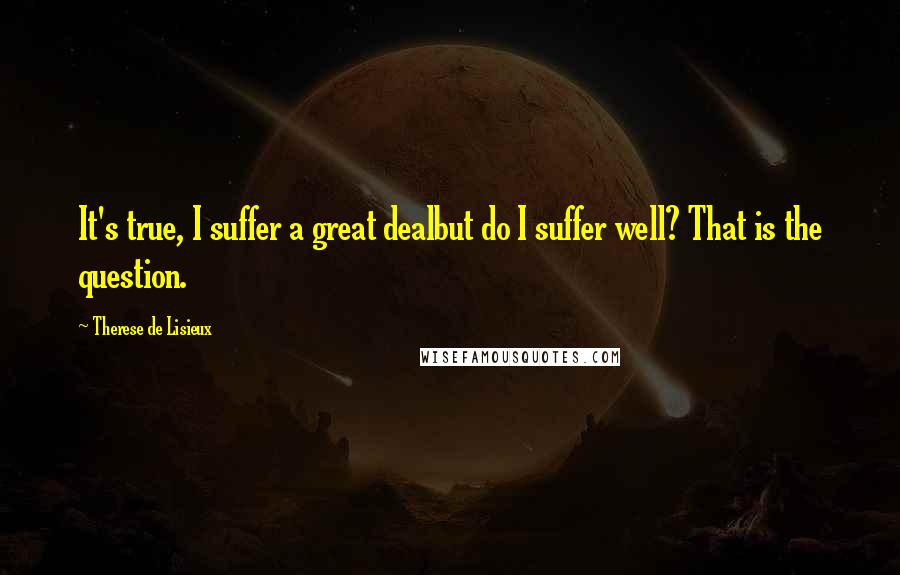 Therese De Lisieux Quotes: It's true, I suffer a great dealbut do I suffer well? That is the question.