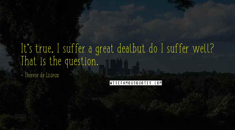 Therese De Lisieux Quotes: It's true, I suffer a great dealbut do I suffer well? That is the question.