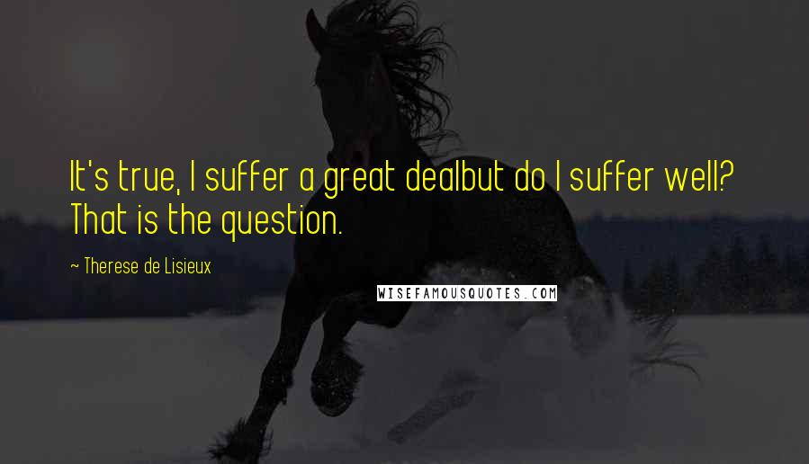 Therese De Lisieux Quotes: It's true, I suffer a great dealbut do I suffer well? That is the question.