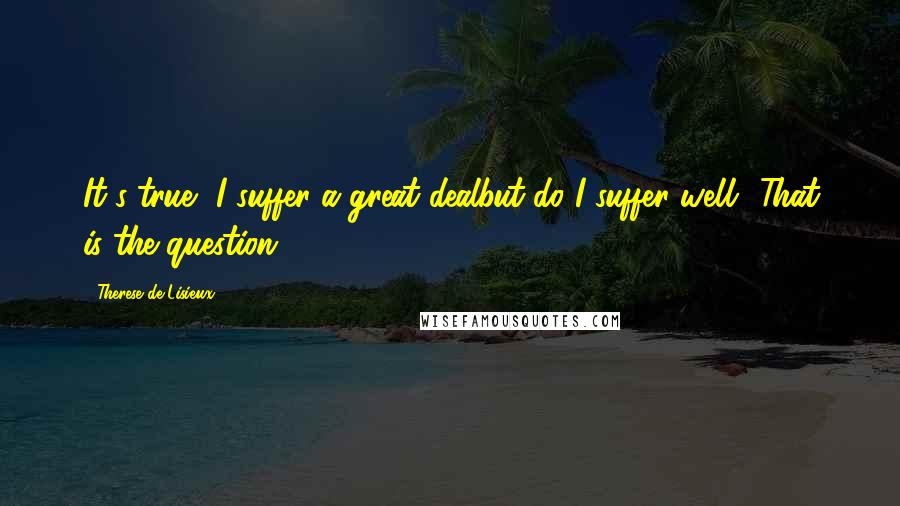 Therese De Lisieux Quotes: It's true, I suffer a great dealbut do I suffer well? That is the question.