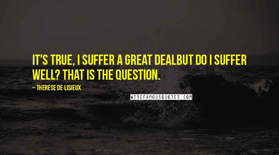 Therese De Lisieux Quotes: It's true, I suffer a great dealbut do I suffer well? That is the question.