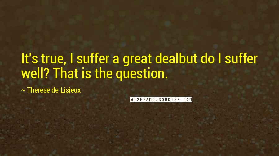 Therese De Lisieux Quotes: It's true, I suffer a great dealbut do I suffer well? That is the question.