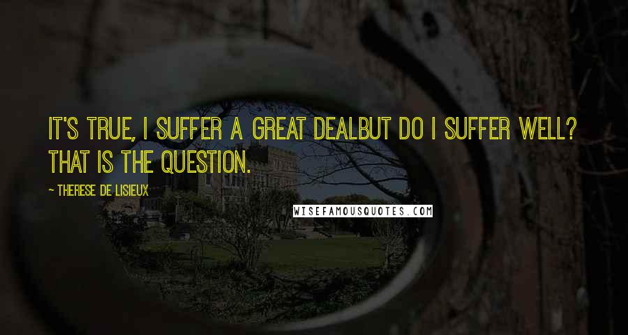 Therese De Lisieux Quotes: It's true, I suffer a great dealbut do I suffer well? That is the question.