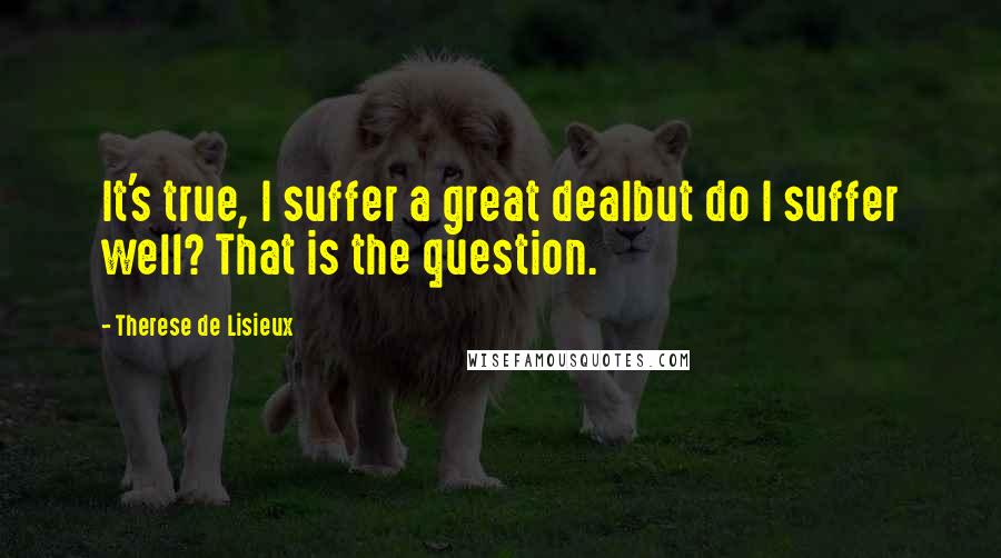 Therese De Lisieux Quotes: It's true, I suffer a great dealbut do I suffer well? That is the question.